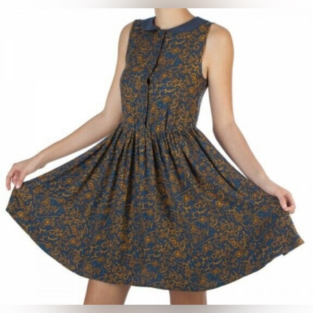 Fantastic Beasts - Blue and Gold Sleeveless Dress